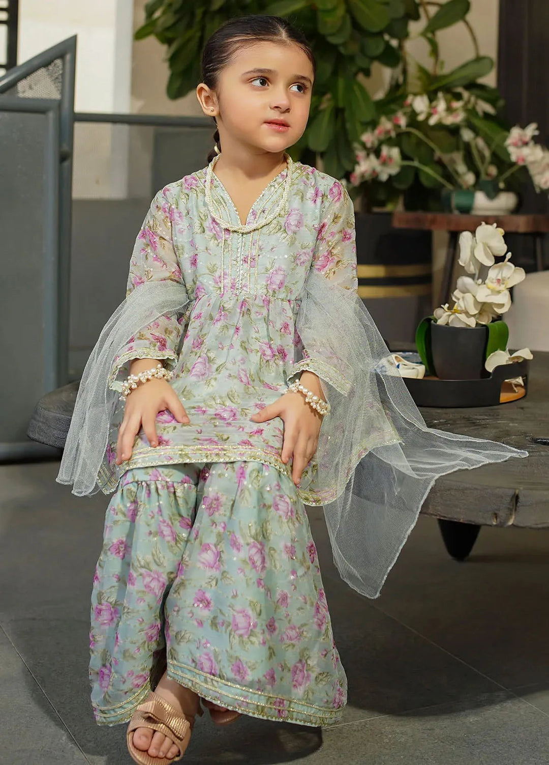 Ochre Pret Printed Chiffon 3 Piece Suit INSHD-01