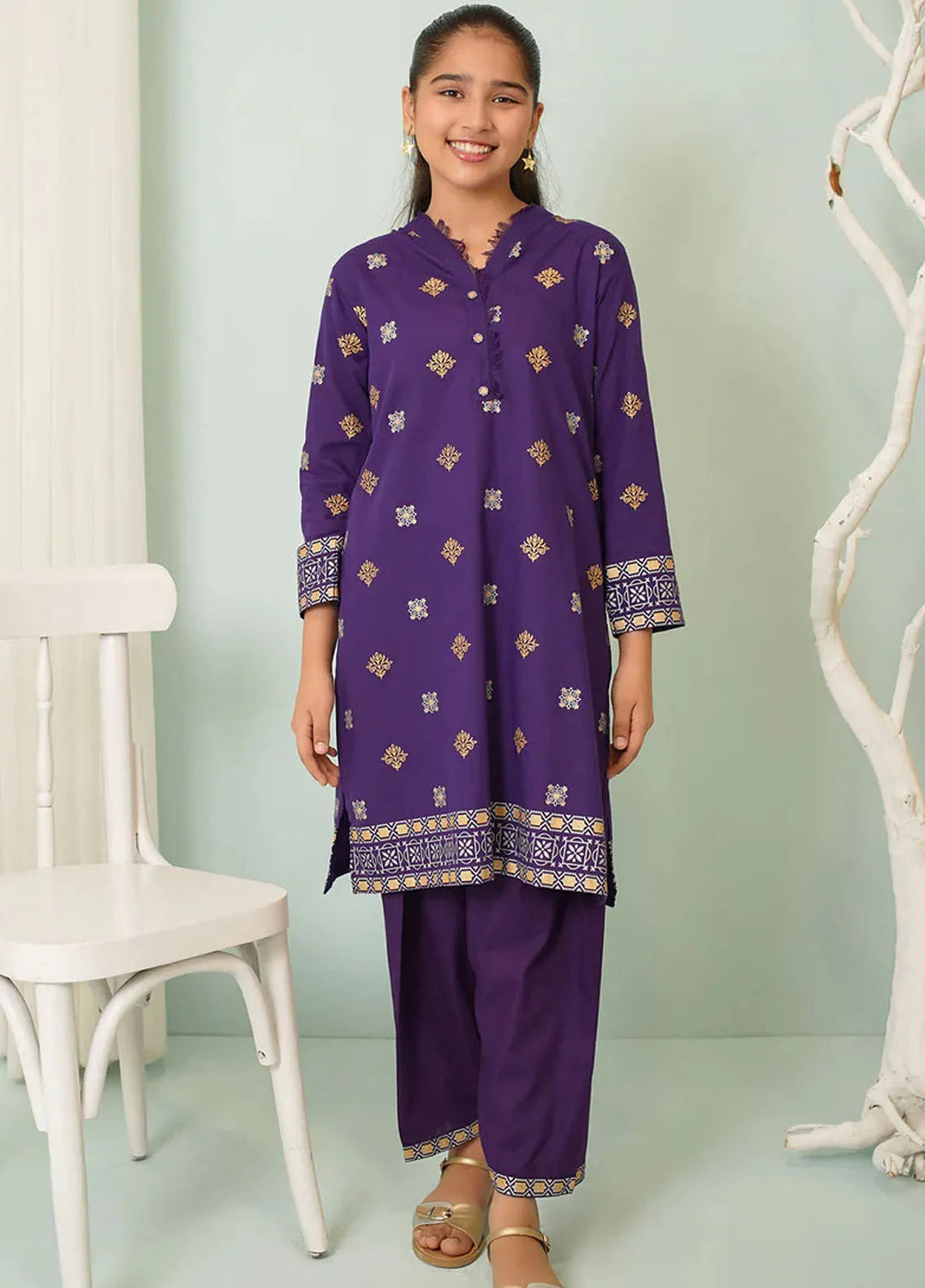Ochre Pret Printed Cotton 2 Piece Suit COR-90