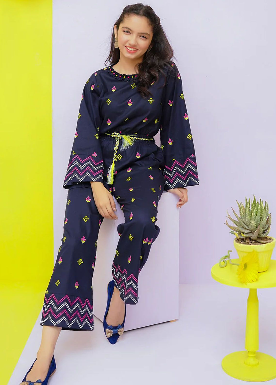 Ochre Pret Printed Cotton Girls Westerns OWT-JMP-14