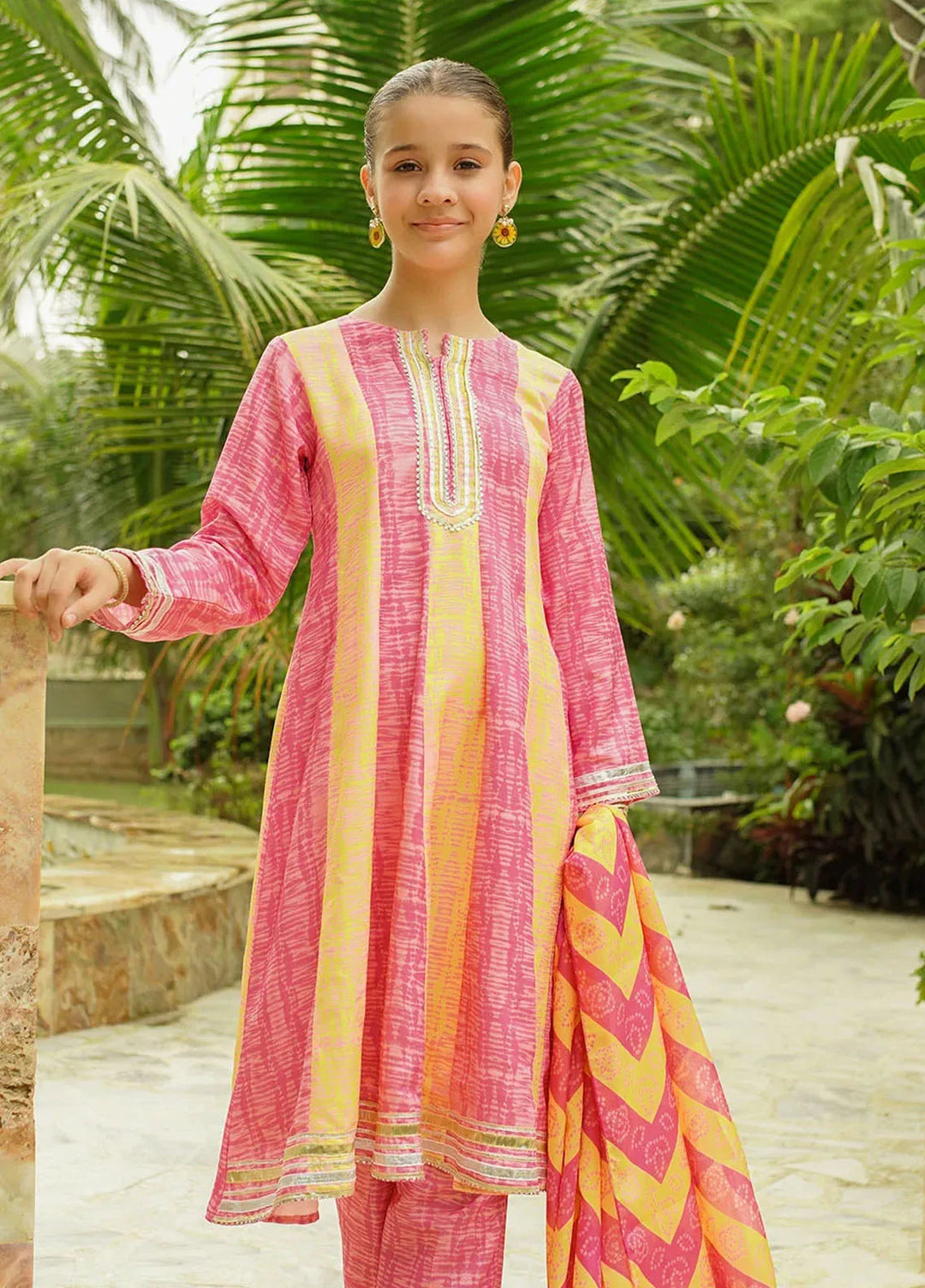 Ochre Pret Printed Herringbone 3 Piece Suit COR-113