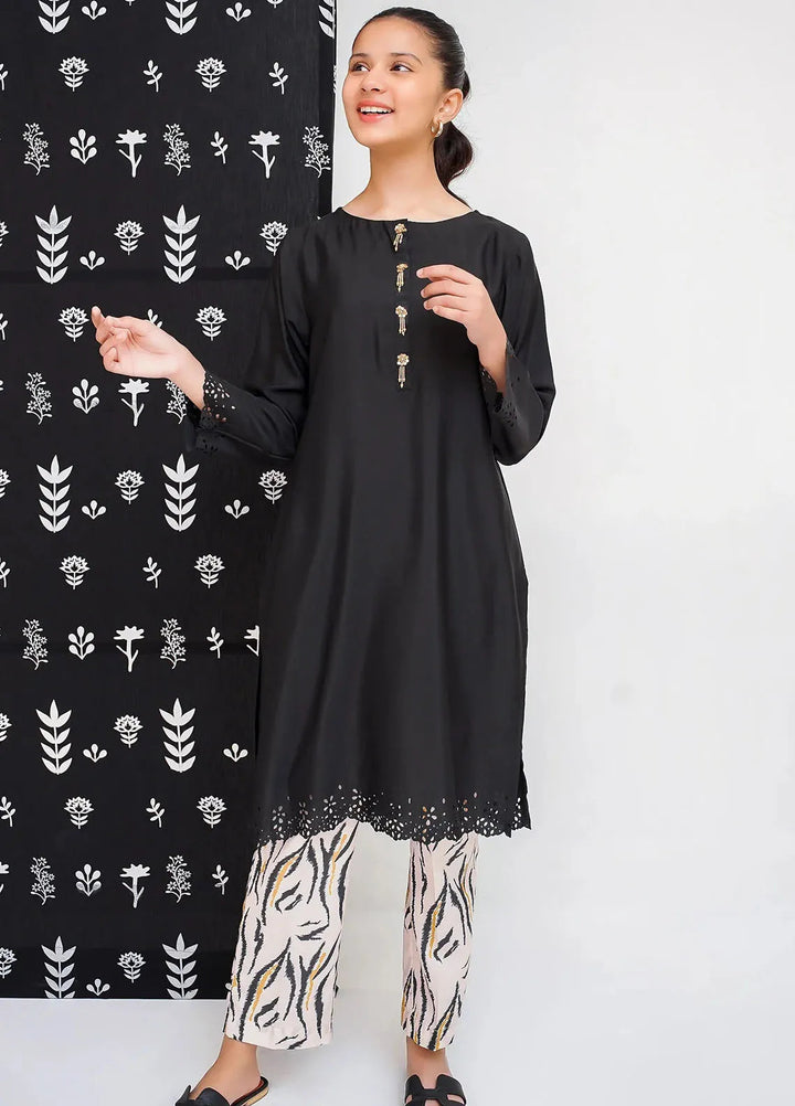 Ochre Pret Printed Silk 2 Piece Suit For Girls OFW-FC-15