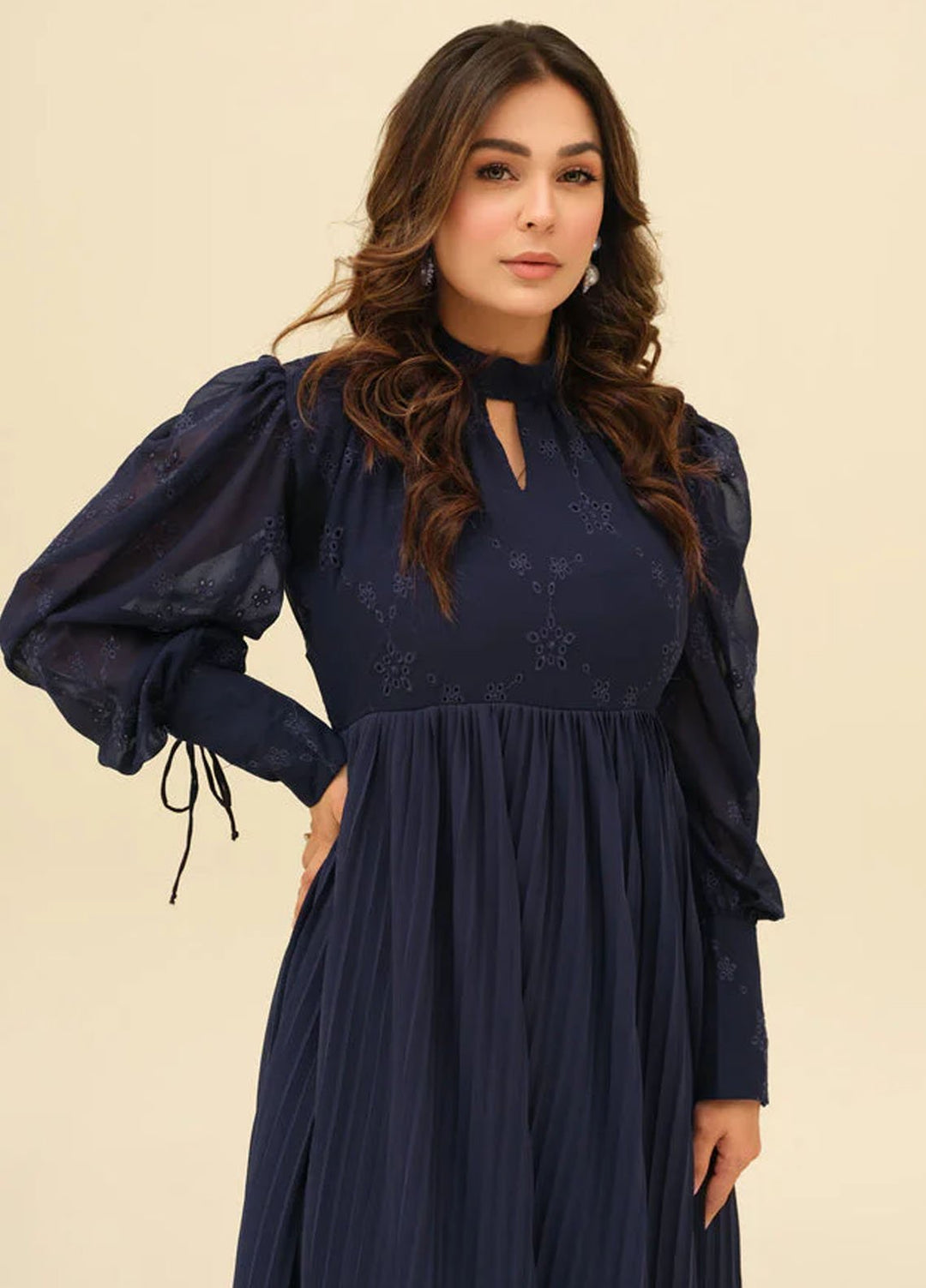 Old Money by Apricocia Pret Embroidered Chiffon 1 Piece Suit Sapphire