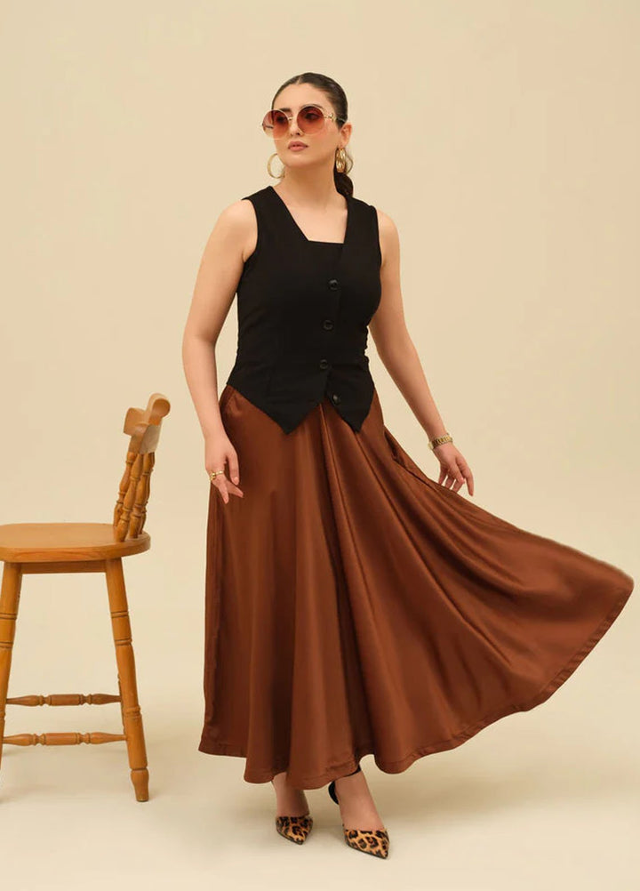 Old Money by Apricocia Pret Solid Silk Skirt Jasper Charm