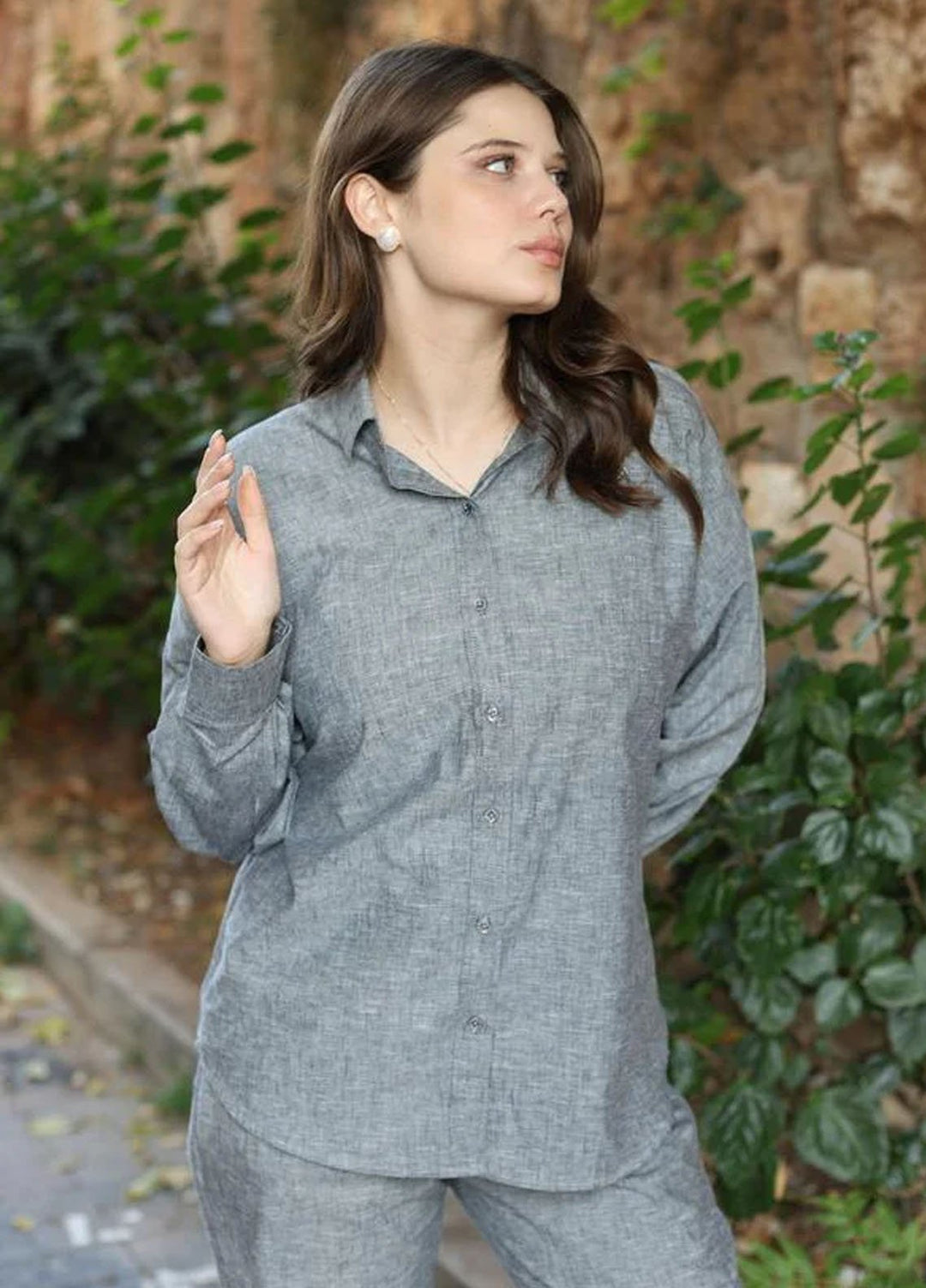 Old Money by Apricocia Pret Textured Linen 2 Piece Suit Sparkle Haze