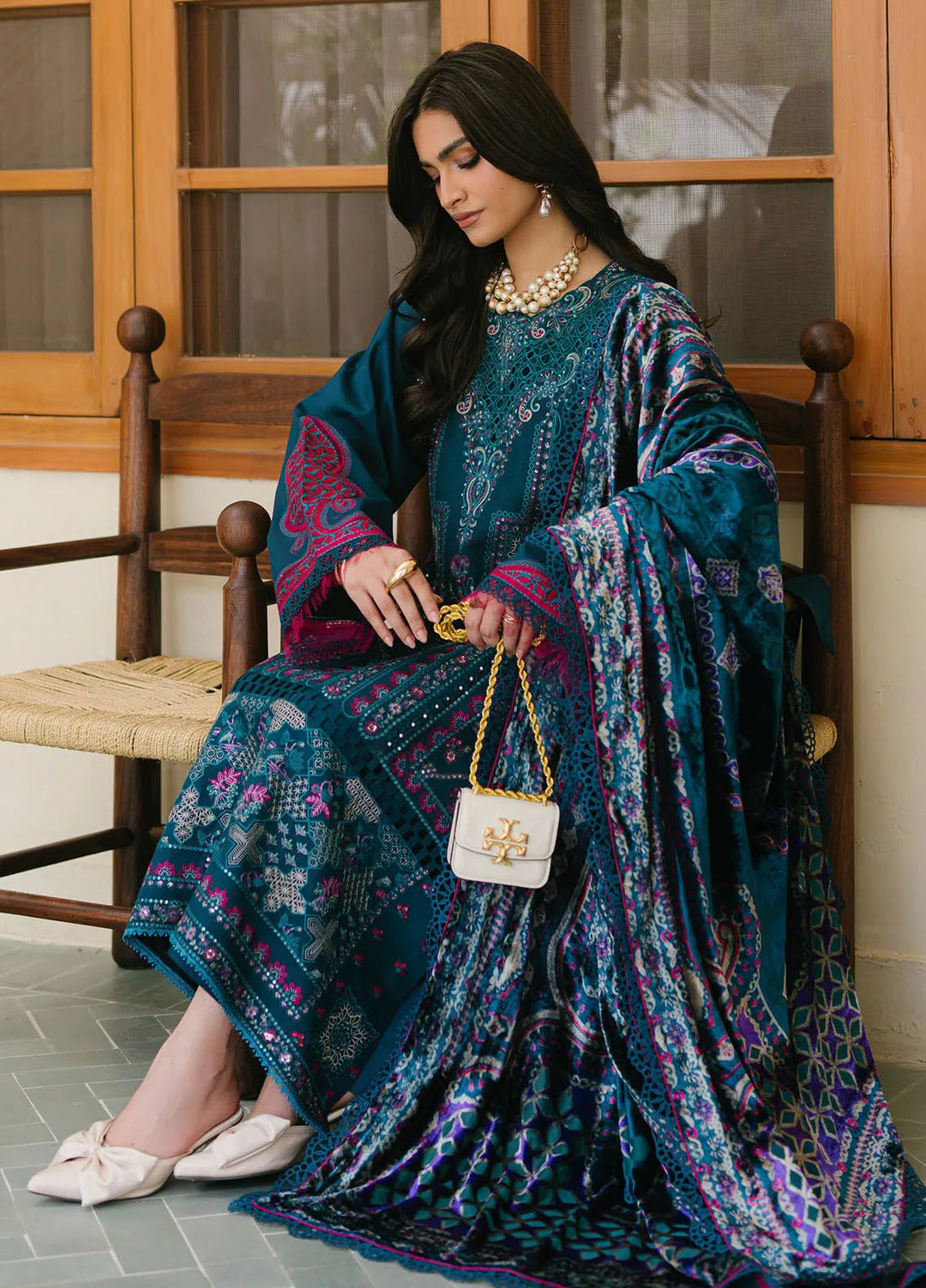 Olivia by Bin Ilyas Embroidered Kotrai Suit Unstitched 3 Piece BI24O 521 B - Winter Collection