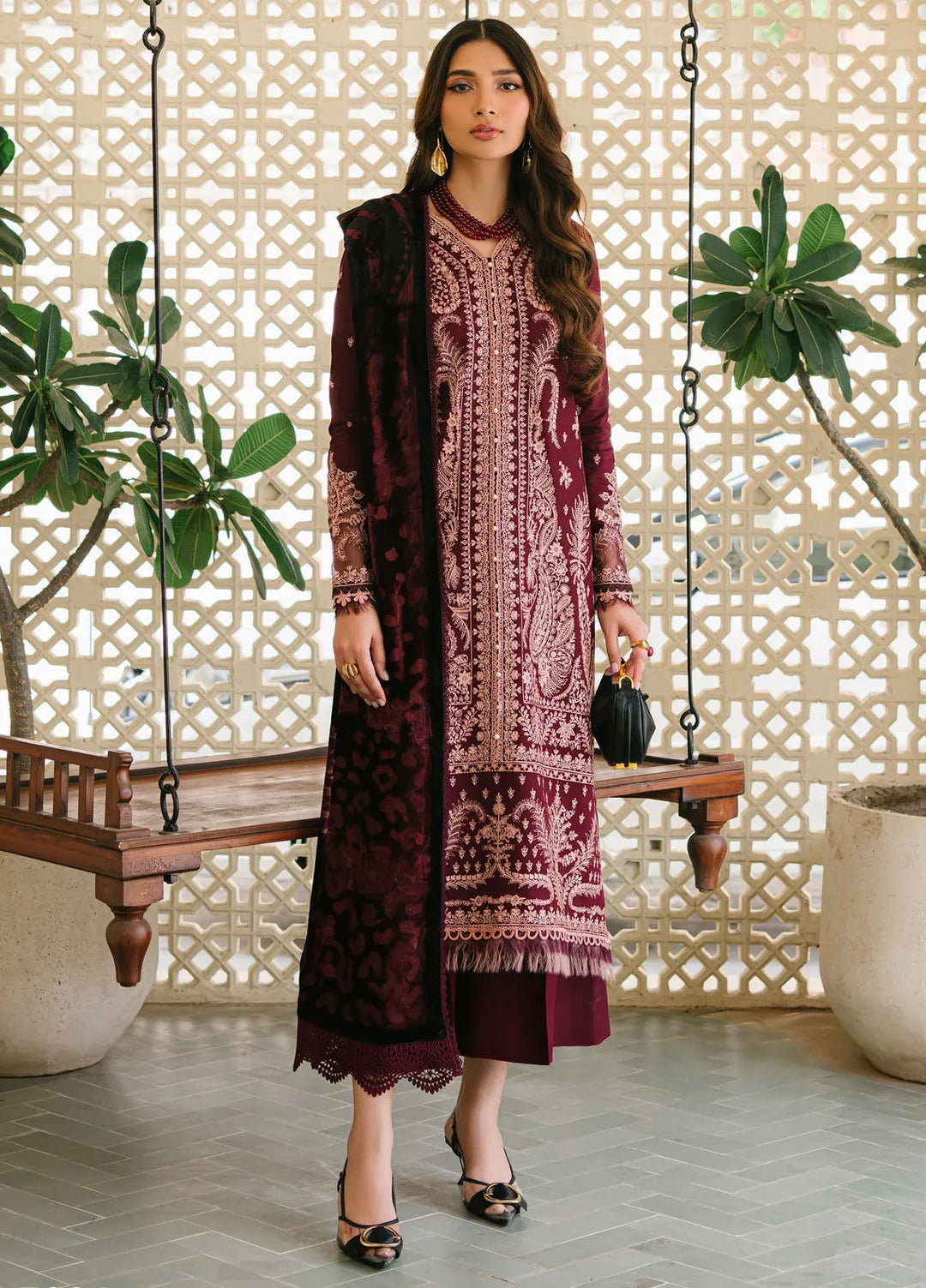 Olivia by Bin Ilyas Embroidered Kotrai Suit Unstitched 3 Piece BI24O 523 A - Winter Collection