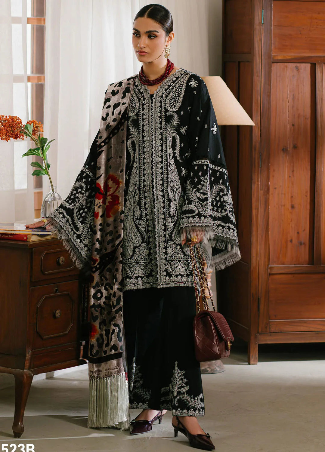Olivia by Bin Ilyas Embroidered Kotrai Suit Unstitched 3 Piece BI24O 523 B - Winter Collection