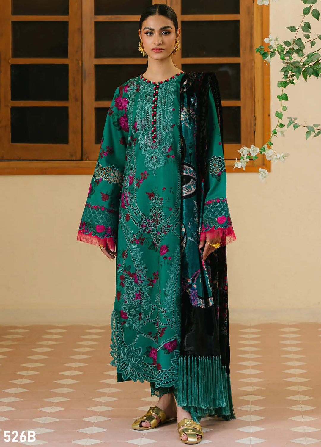 Olivia by Bin Ilyas Embroidered Kotrai Suit Unstitched 3 Piece BI24O 526 B - Winter Collection