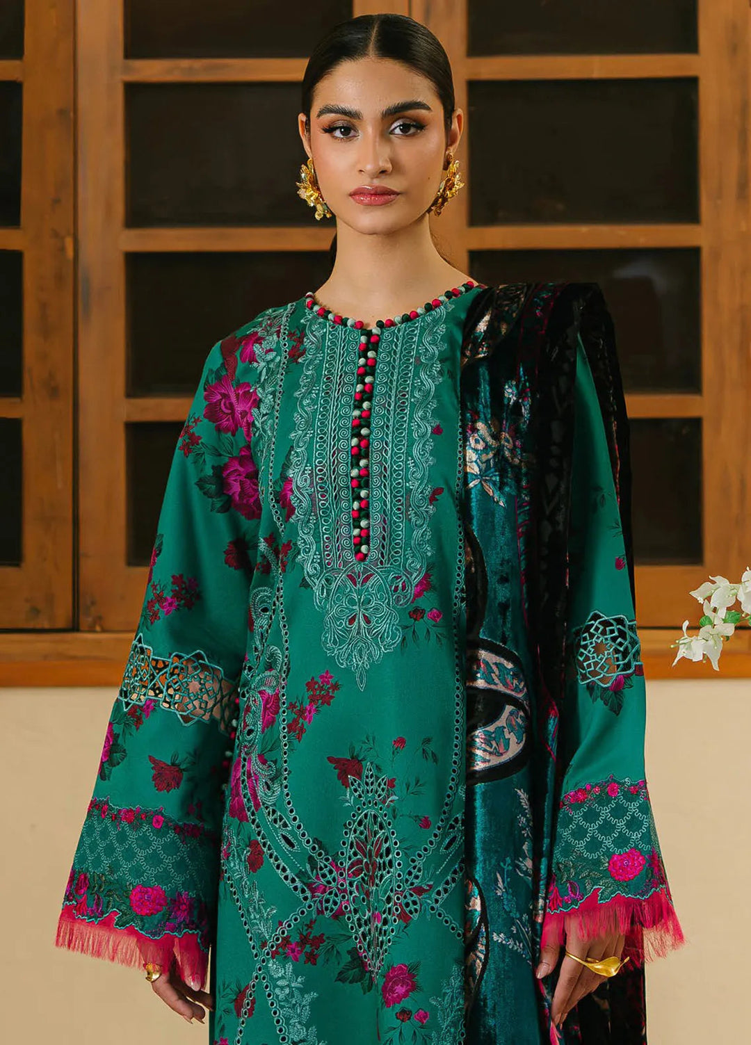 Olivia by Bin Ilyas Embroidered Kotrai Suit Unstitched 3 Piece BI24O 526 B - Winter Collection