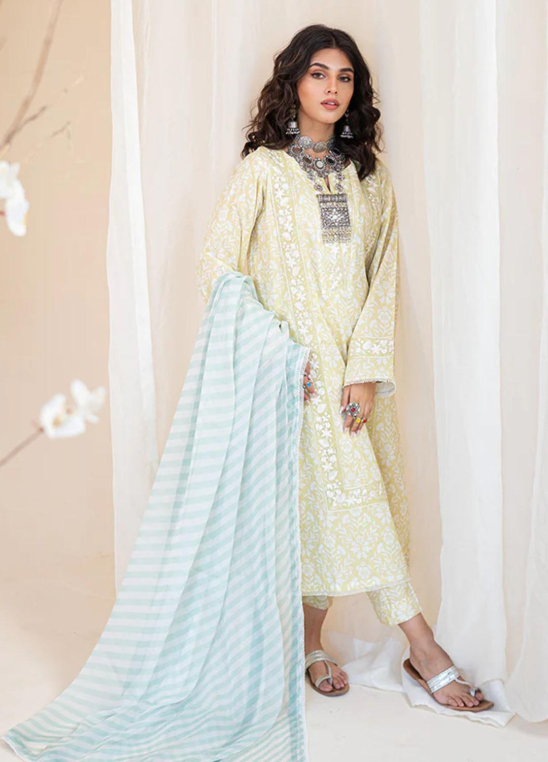 Omaya By Muraad Embroidered Lawn Suits Unstitched 3 Piece MU23O O-002 Amber - Summer Collection