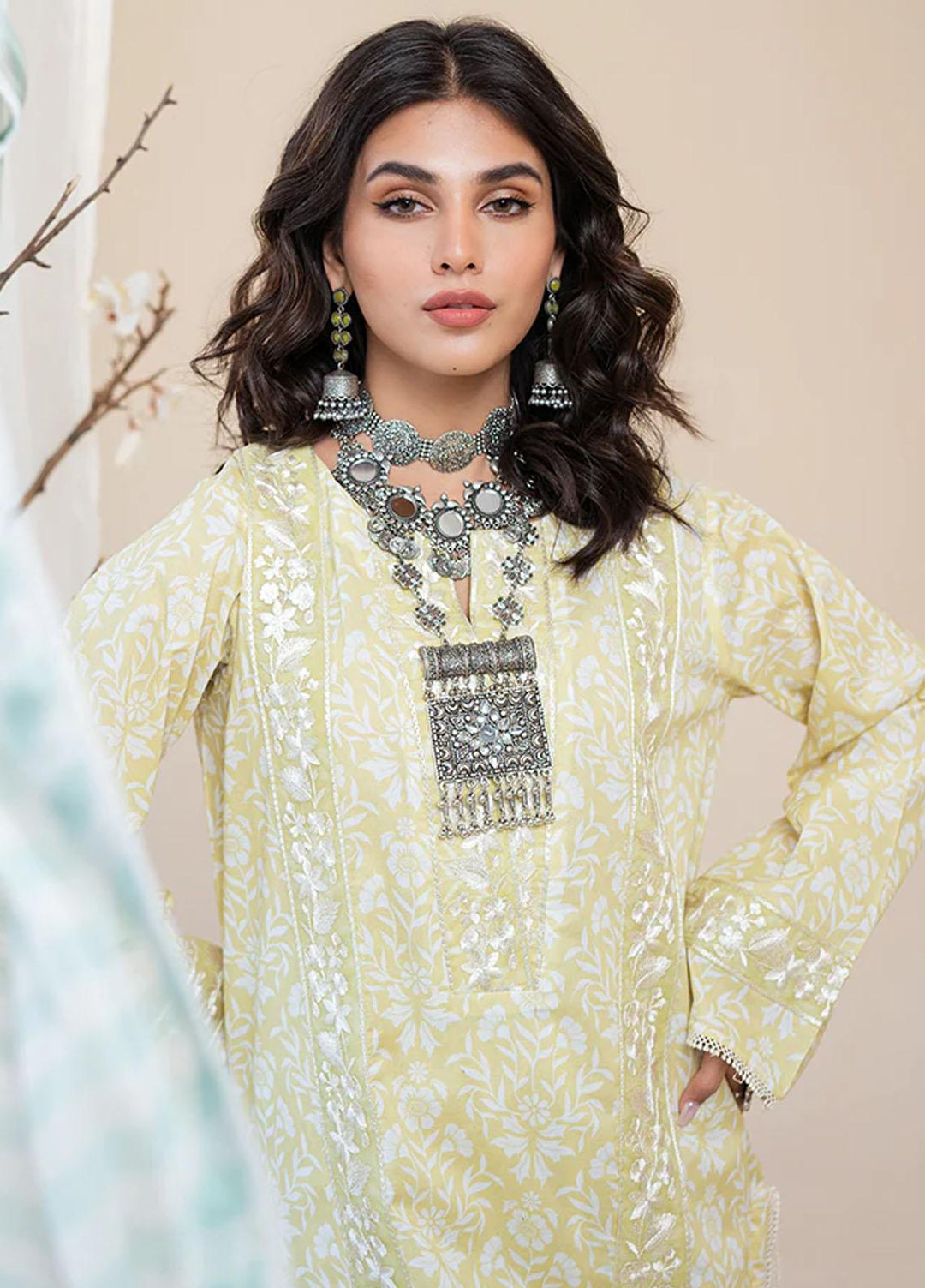 Omaya By Muraad Embroidered Lawn Suits Unstitched 3 Piece MU23O O-002 Amber - Summer Collection