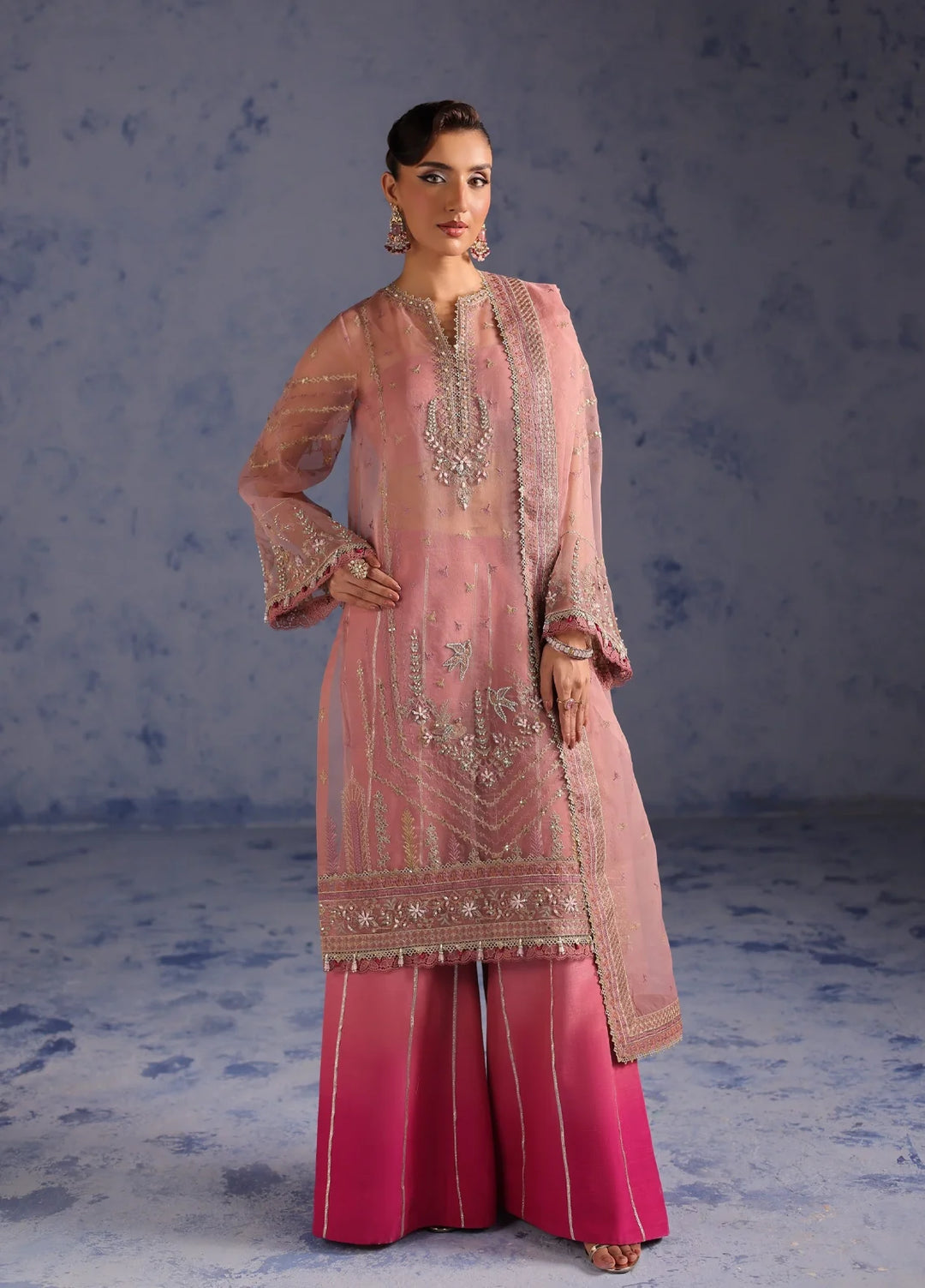 Amoris by Imran Ramzan Embroidered Organza 3 Piece Suit Ombre de Rose - Wedding Collection