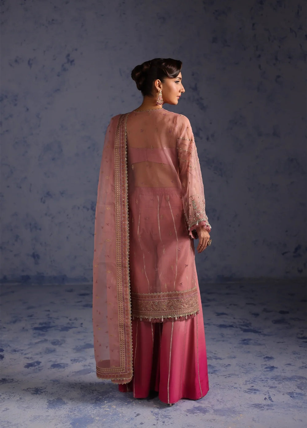 Amoris by Imran Ramzan Embroidered Organza 3 Piece Suit Ombre de Rose - Wedding Collection