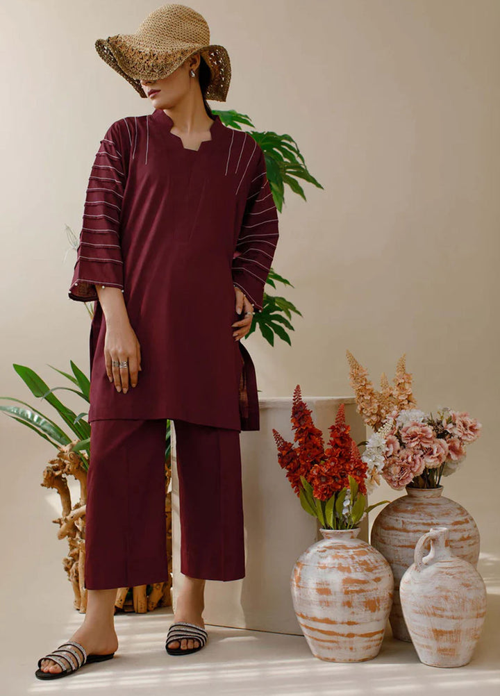 Ombrella Pret Embroiderd Lawn 2 Piece Suit Maroon