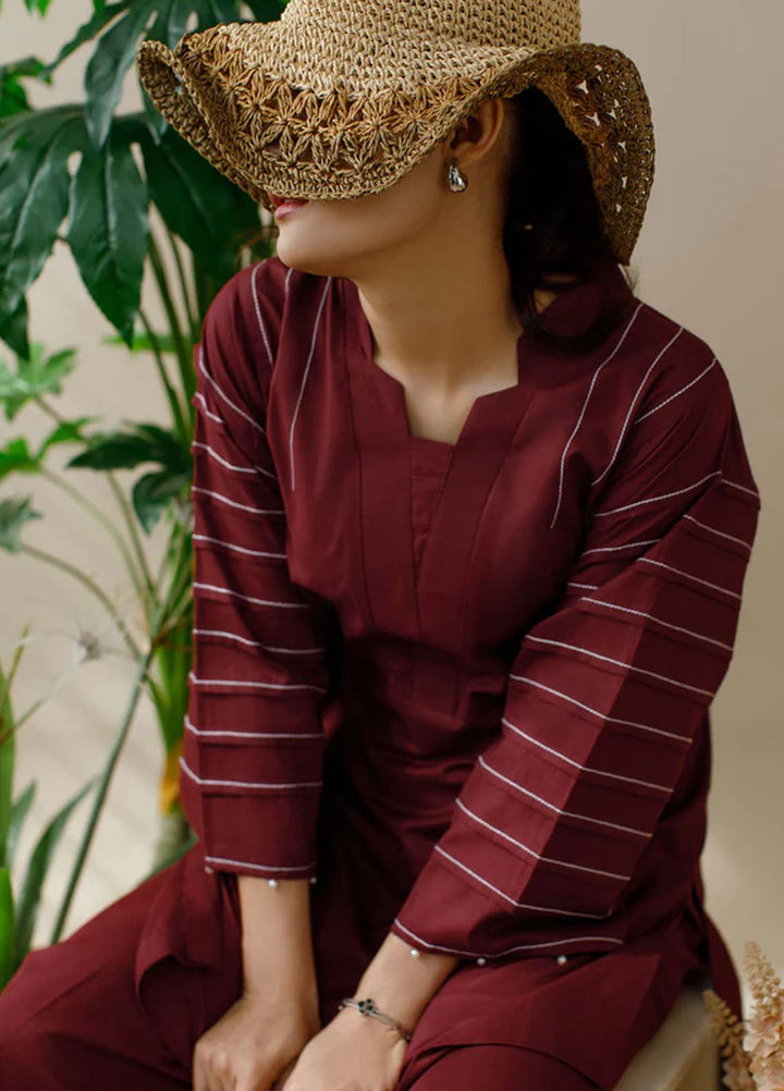 Ombrella Pret Embroiderd Lawn 2 Piece Suit Maroon