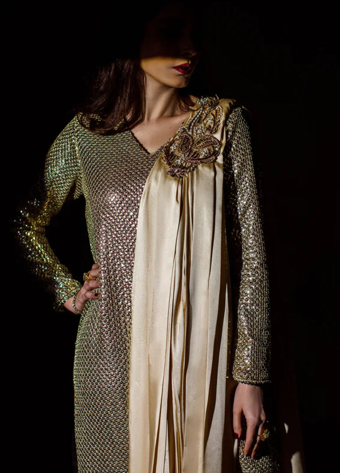 Ombrella Pret Embroidered Georgette 1 piece Golden Mirage