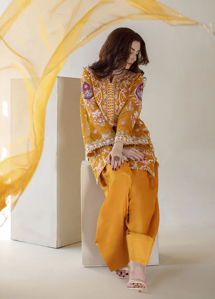 Ombrella Pret Embroidered Khaadi Net 3 piece Sunshine