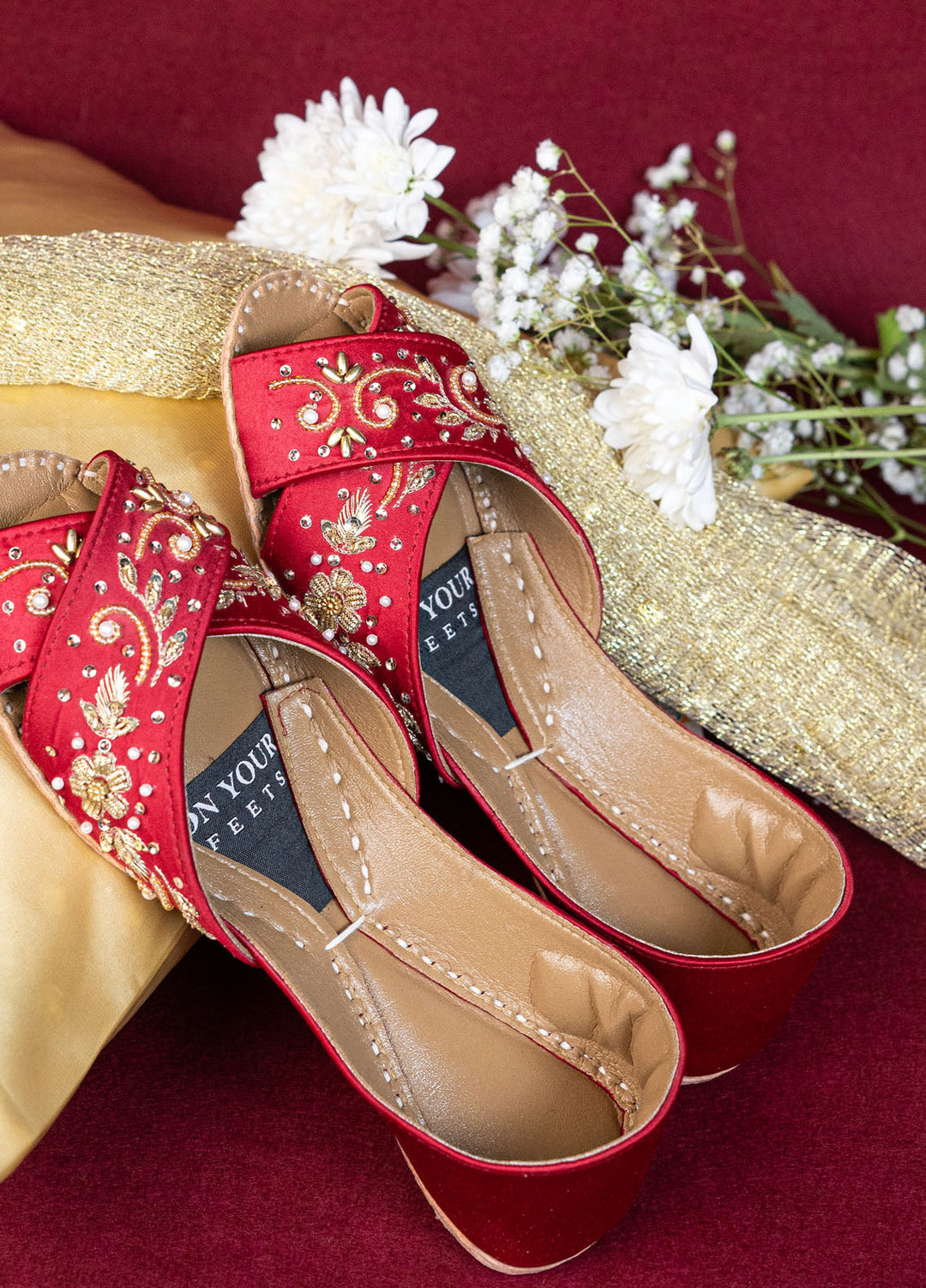 On Your Feets Embroidery Women Peshawari Khussa EPK1001 Royal Red