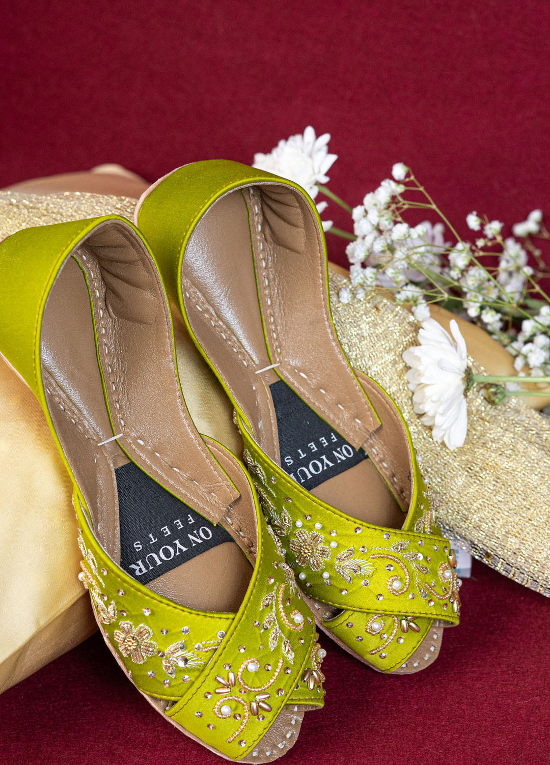 On Your Feets Embroidery Women Peshawari Khussa EPK1002 Lime Green