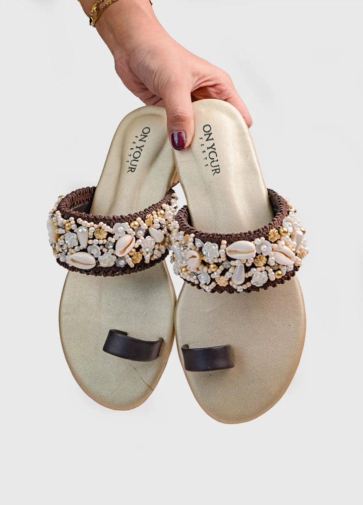 On Your Feets Women Kolhapuri Heer Brown