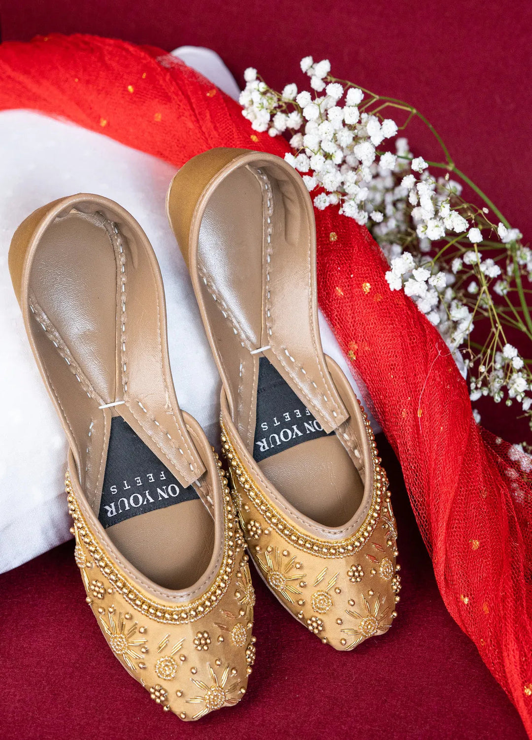 On Your Feets Women Khussa Snaow Flake Gold