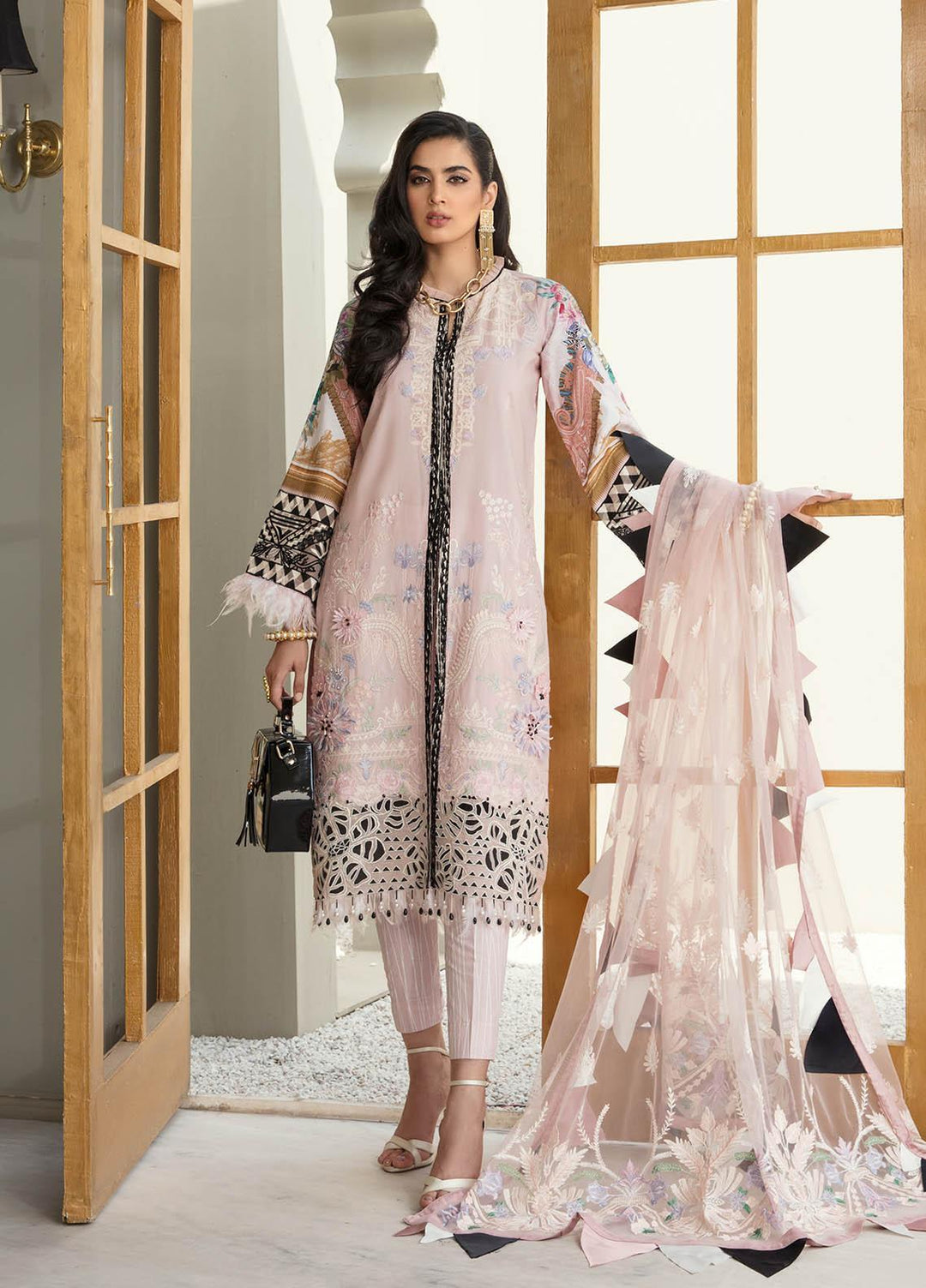 Ophelia By Epoque Embroidered Lawn Suits Unstitched 3 Piece EP21O 04 Pink Swoon - Festive Collection