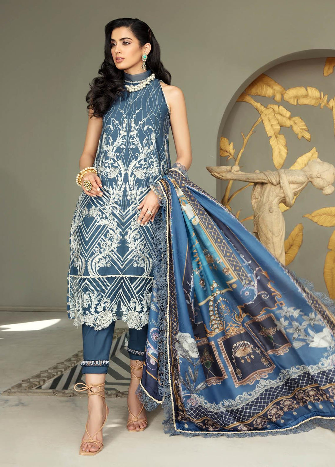 Ophelia By Epoque Embroidered Lawn Suits Unstitched 3 Piece EP21O 06 Blue Sapphire - Festive Collection