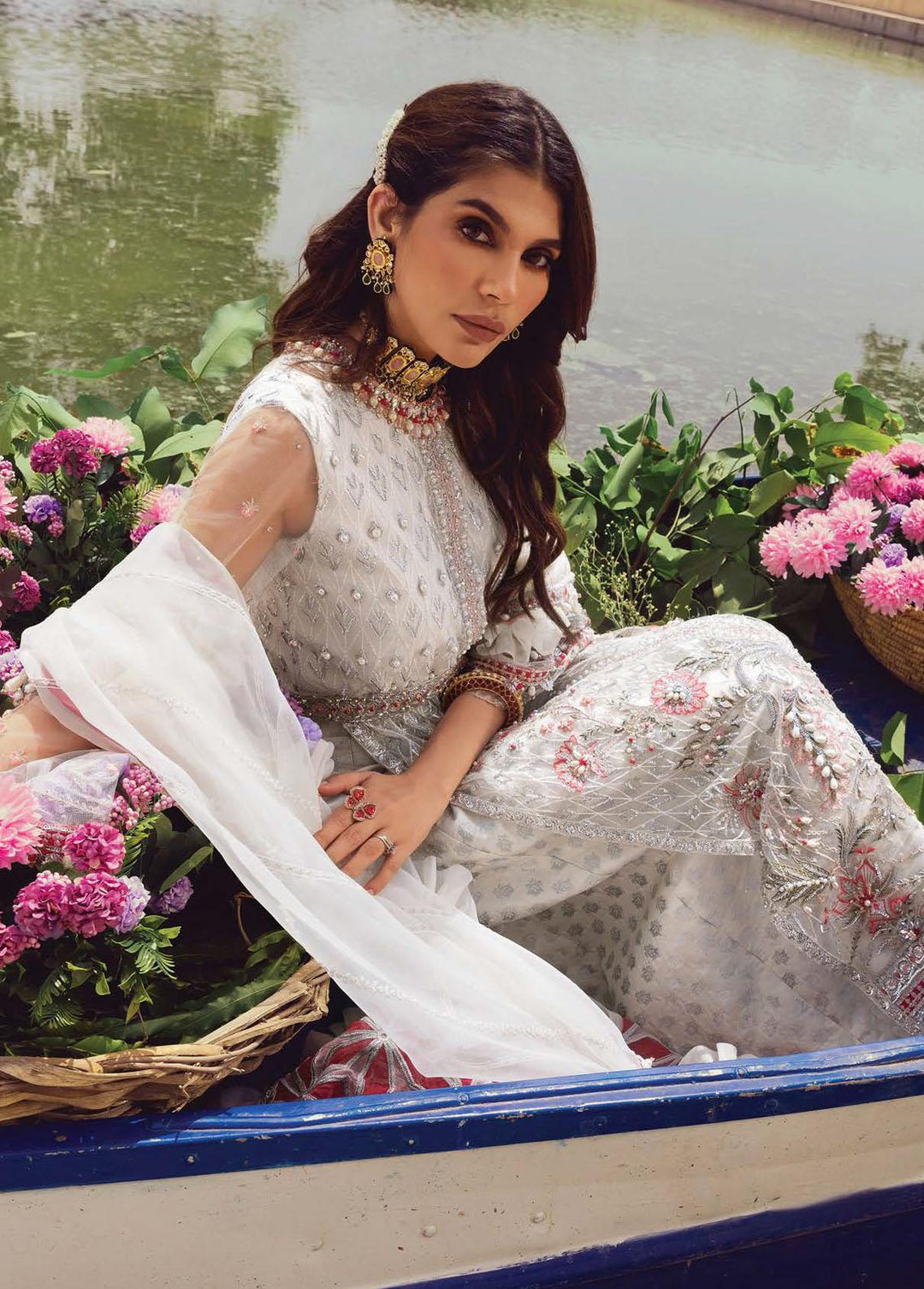 Opulence By Anaya Embroidered Net Suits Unstitched 3 Piece AKC21O AC21-01 Opal - Luxury Collection