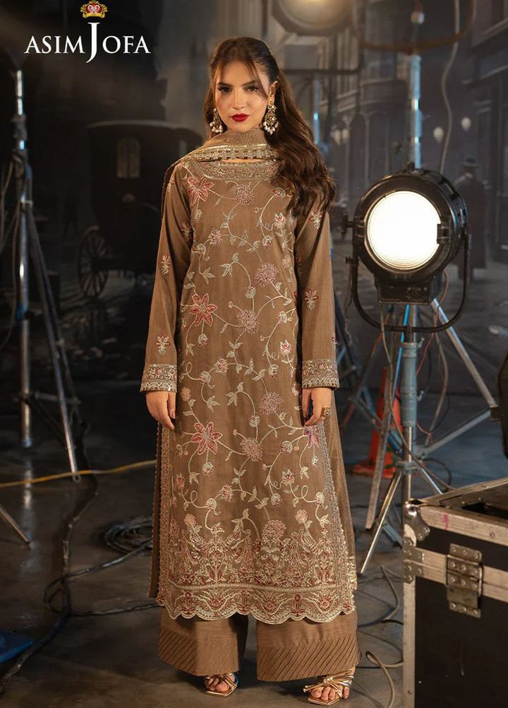 Opulence by Asim Jofa Embroidered Net Suits Unstitched 3 Piece AJ25OF AJFO-12-UNS - Festive Collection