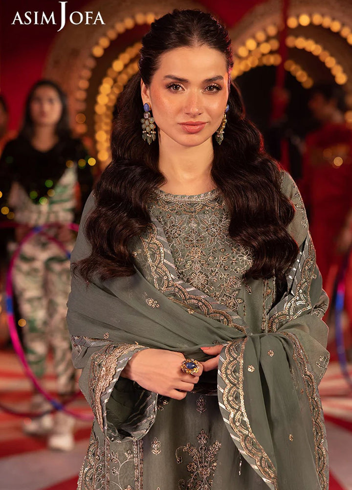 Opulence by Asim Jofa Embroidered Chiffon Suits Unstitched 3 Piece AJ25OF AJFO-03-UNS - Festive Collection