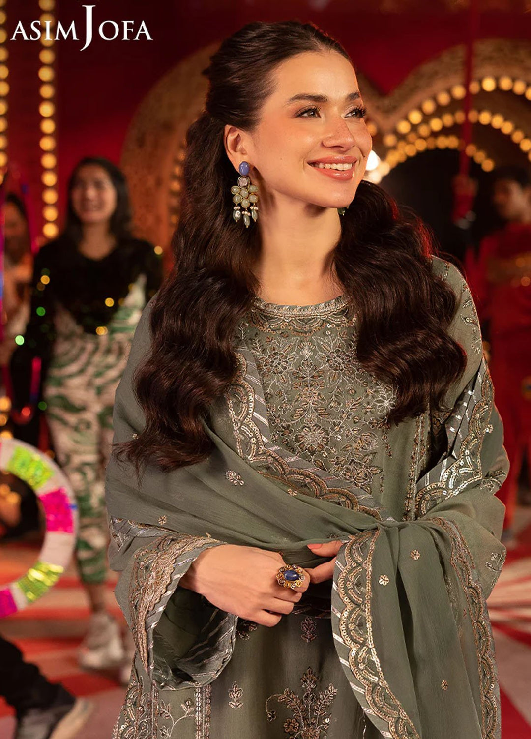 Opulence by Asim Jofa Embroidered Chiffon Suits Unstitched 3 Piece AJ25OF AJFO-03-UNS - Festive Collection