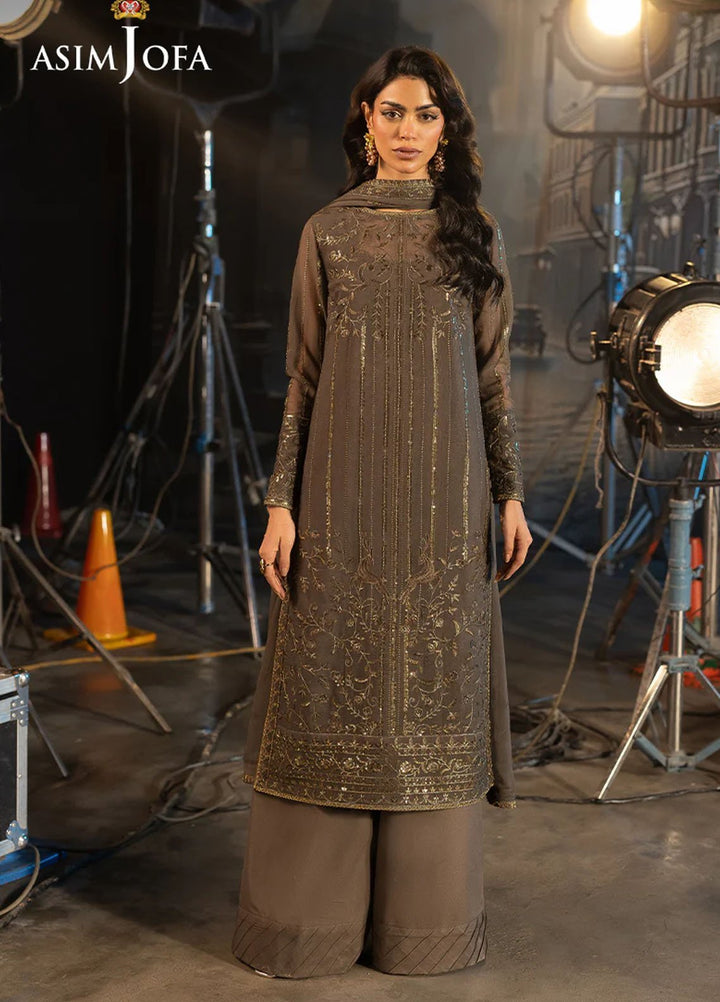 Opulence by Asim Jofa Embroidered Chiffon Suits Unstitched 3 Piece AJ25OF AJFO-09-UNS - Festive Collection