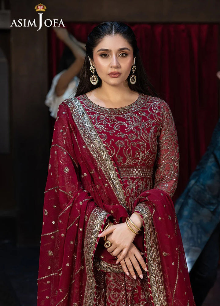 Opulence by Asim Jofa Embroidered Chiffon Suits Unstitched 3 Piece AJ25OF AJFO-13-UNS - Festive Collection