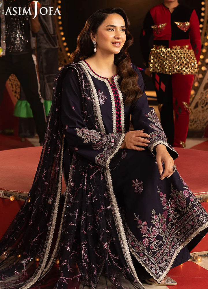 Opulence by Asim Jofa Embroidered Net Suits Unstitched 3 Piece AJ25OF AJFO-04-UNS - Festive Collection