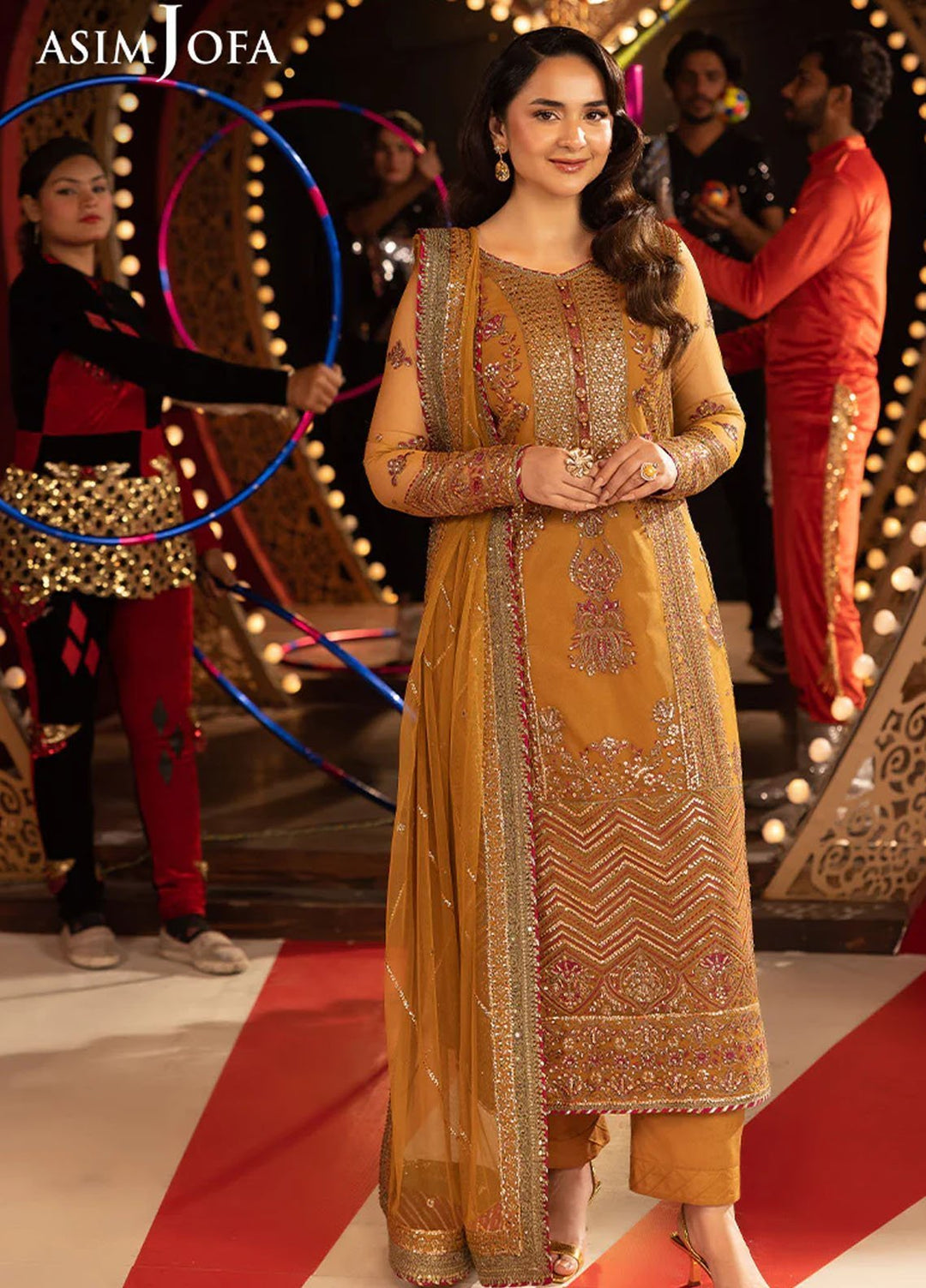 Opulence by Asim Jofa Embroidered Net Suits Unstitched 3 Piece AJ25OF AJFO-06-UNS - Festive Collection