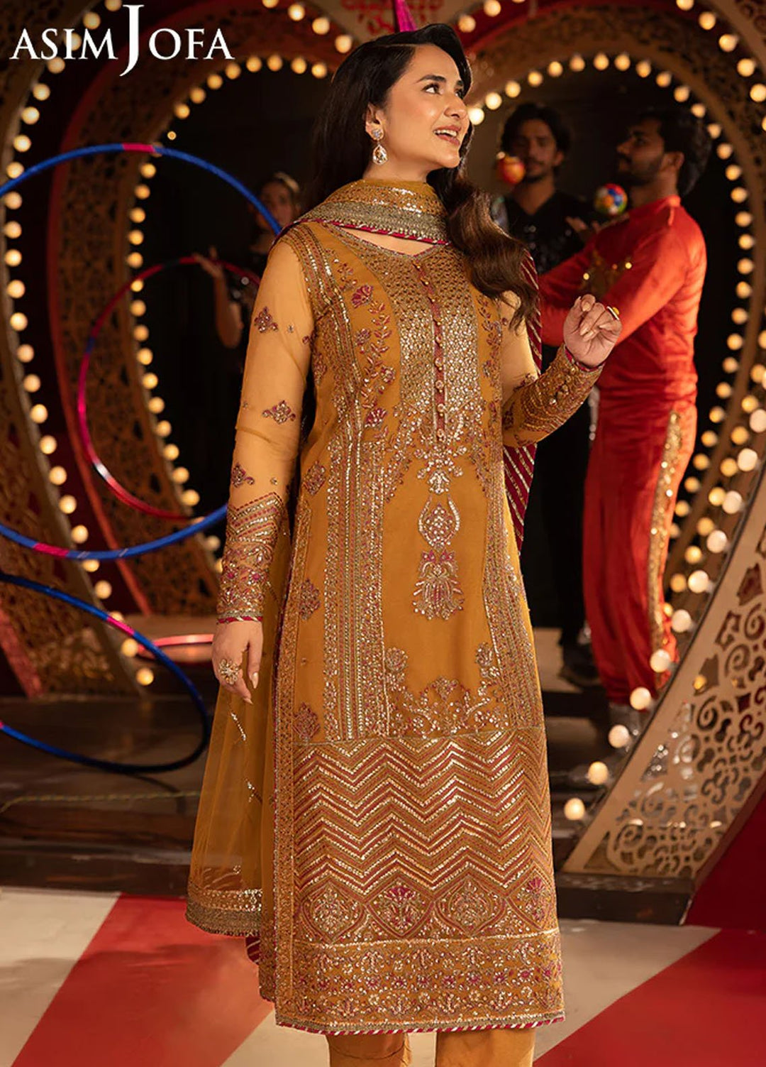 Opulence by Asim Jofa Embroidered Net Suits Unstitched 3 Piece AJ25OF AJFO-06-UNS - Festive Collection