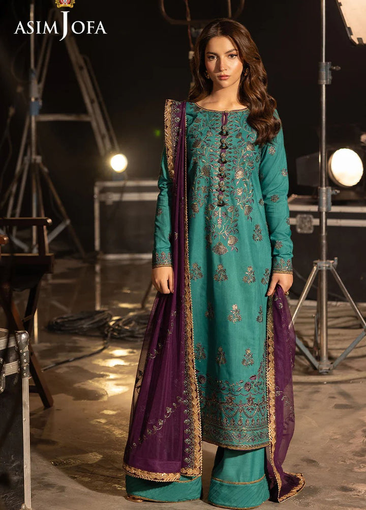 Opulence by Asim Jofa Embroidered Net Suits Unstitched 3 Piece AJ25OF AJFO-08-UNS - Festive Collection