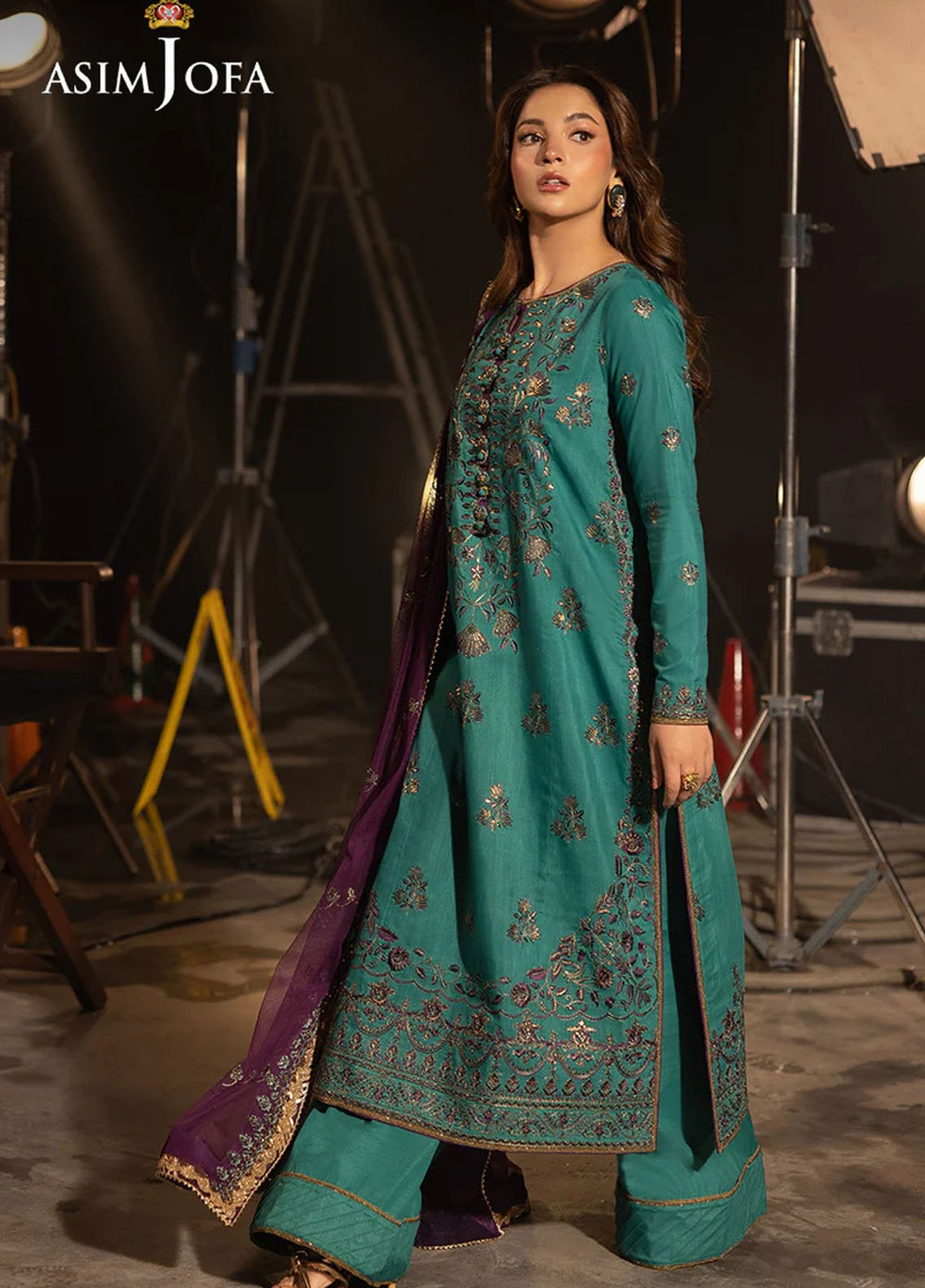 Opulence by Asim Jofa Embroidered Net Suits Unstitched 3 Piece AJ25OF AJFO-08-UNS - Festive Collection
