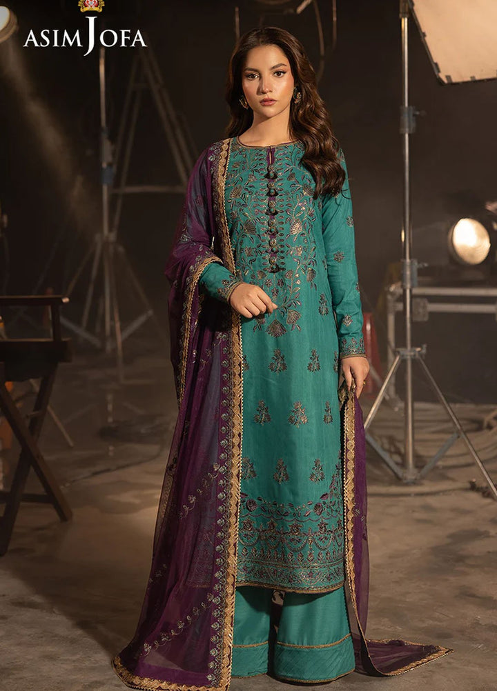 Opulence by Asim Jofa Embroidered Net Suits Unstitched 3 Piece AJ25OF AJFO-08-UNS - Festive Collection