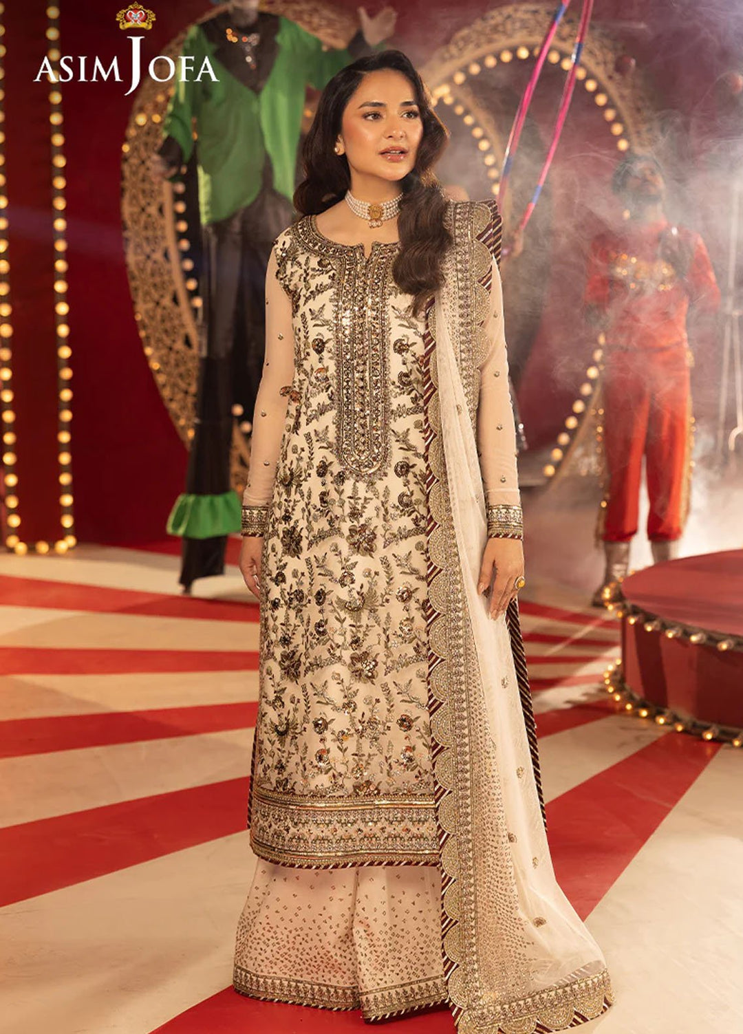 Opulence by Asim Jofa Embroidered Net Suits Unstitched 3 Piece AJ25OF AJFO-11-UNS - Festive Collection