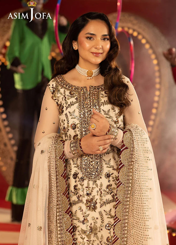 Opulence by Asim Jofa Embroidered Net Suits Unstitched 3 Piece AJ25OF AJFO-11-UNS - Festive Collection