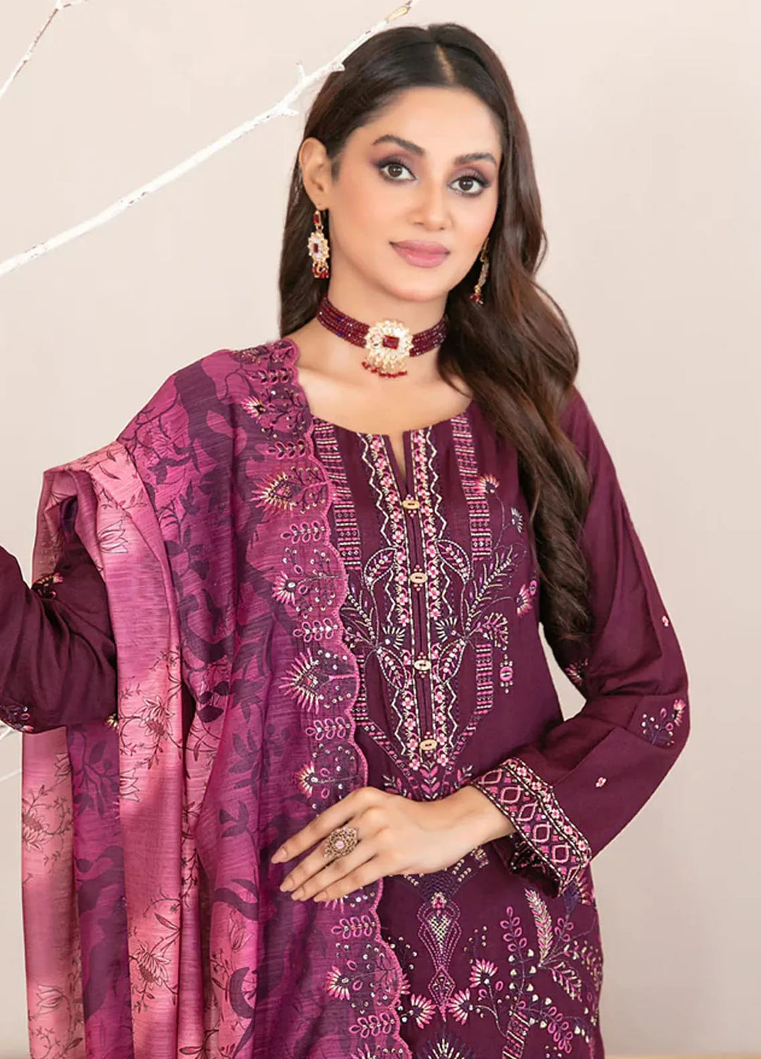 Oraibia By Tawakkal Fabrics Embroidered Viscose Suit Unstitched 3 Piece TWF24O D-1045 - Winter Collection