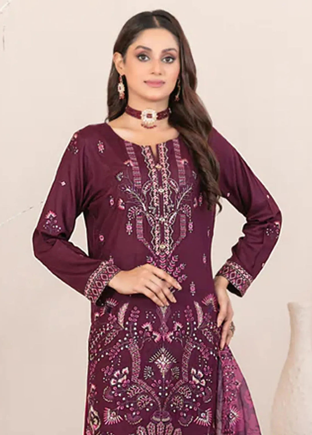 Oraibia By Tawakkal Fabrics Embroidered Viscose Suit Unstitched 3 Piece TWF24O D-1045 - Winter Collection