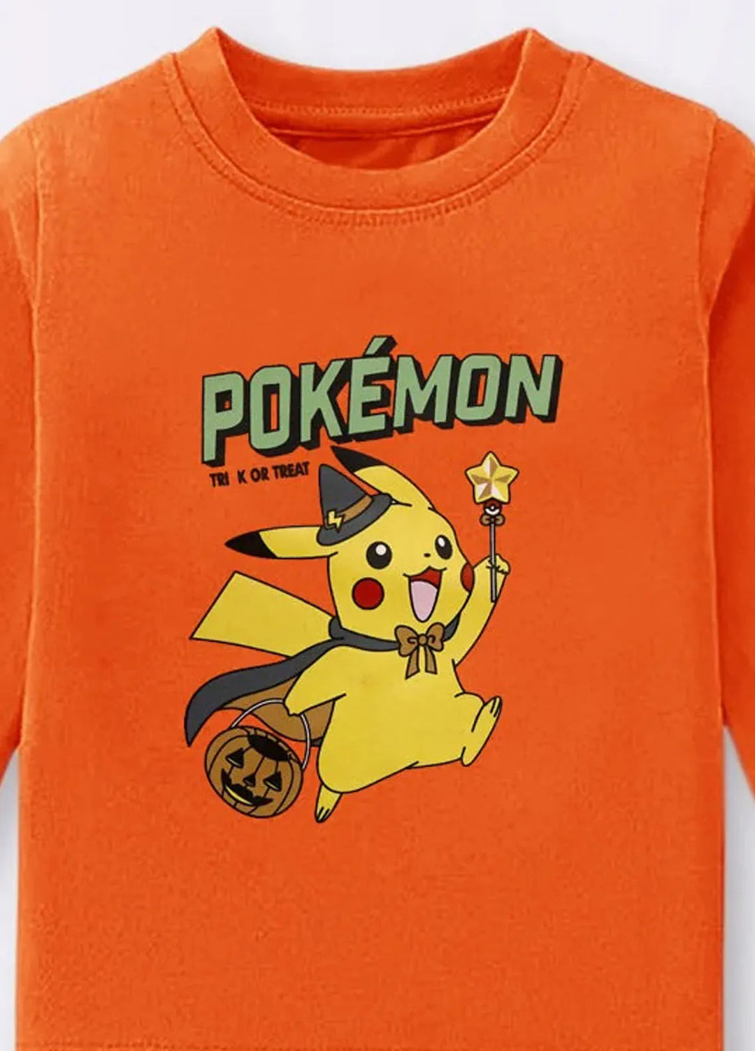 Baby Nest Orange Pokemon Adventure Printed Full Sleeves T shirt for Kids - BNDR-82