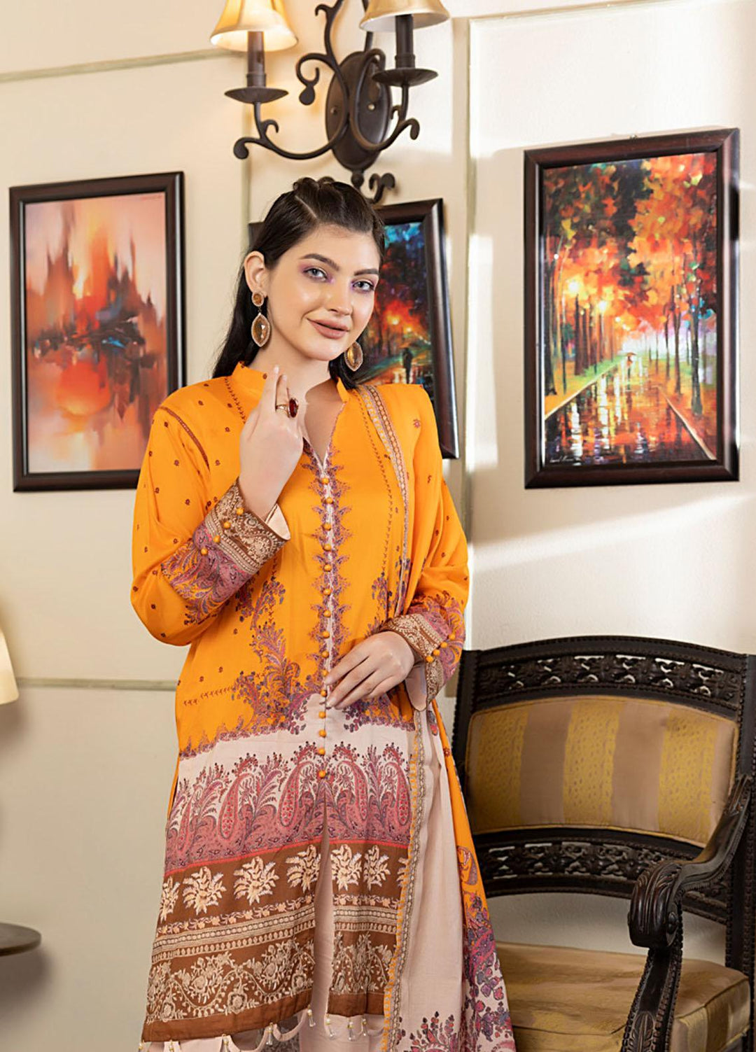 Orchid By Regalia Textiles Printed Lawn Suits Unstitched 3 Piece RGT23O D-15 - Summer Collection