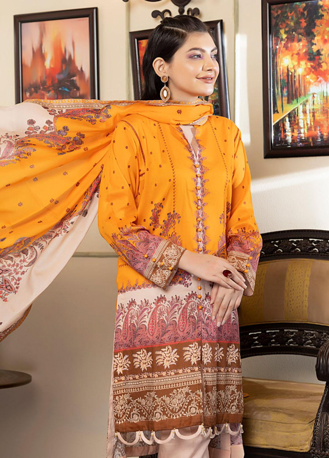 Orchid By Regalia Textiles Printed Lawn Suits Unstitched 3 Piece RGT23O D-15 - Summer Collection