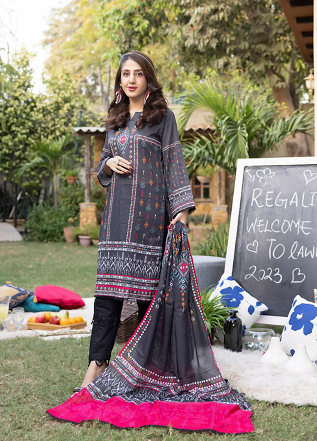 Orchid By Regalia Textiles Printed Lawn Suits Unstitched 3 Piece RGT23O D-4 - Summer Collection