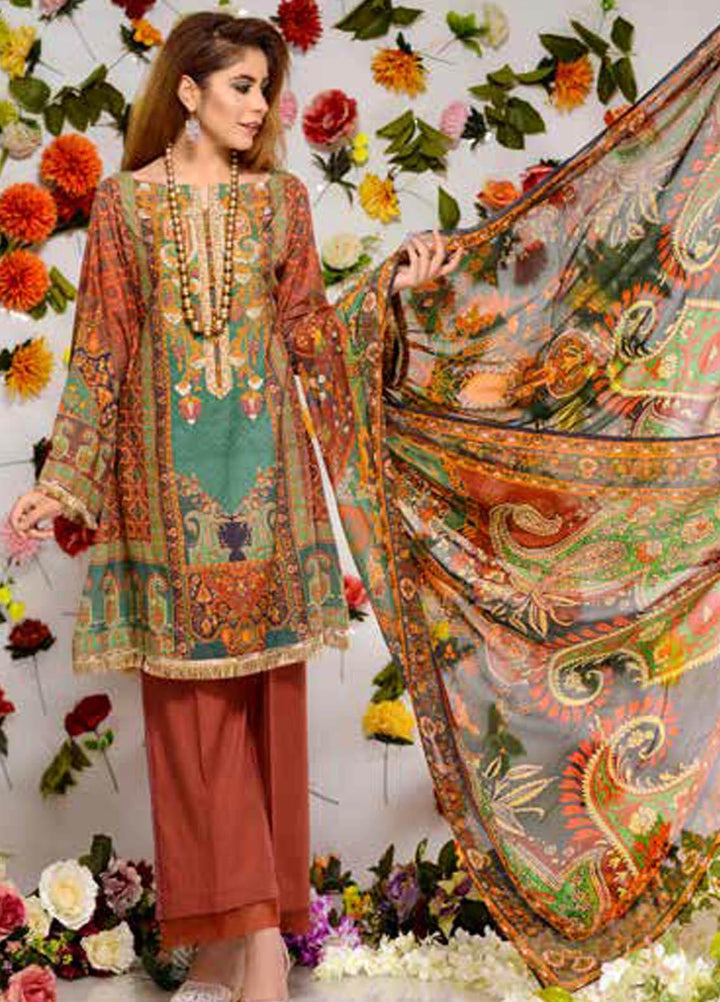 Orchid by Zebaish Embroidered Lawn Suits Unstitched 3 Piece ZSH21O 01 LEADING LADY - Summer Collection