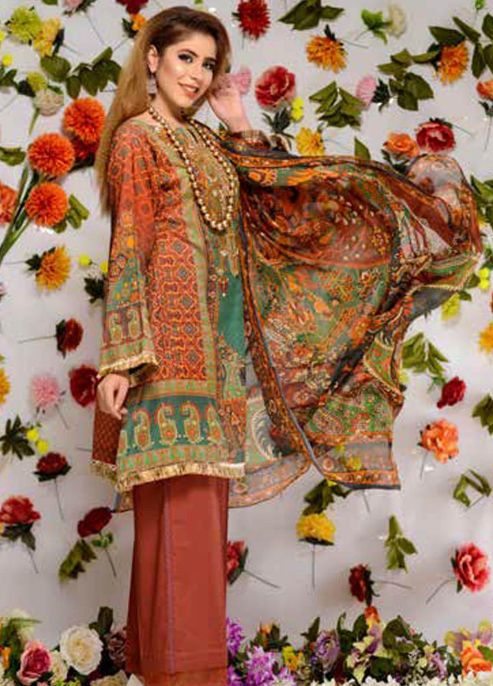 Orchid by Zebaish Embroidered Lawn Suits Unstitched 3 Piece ZSH21O 01 LEADING LADY - Summer Collection