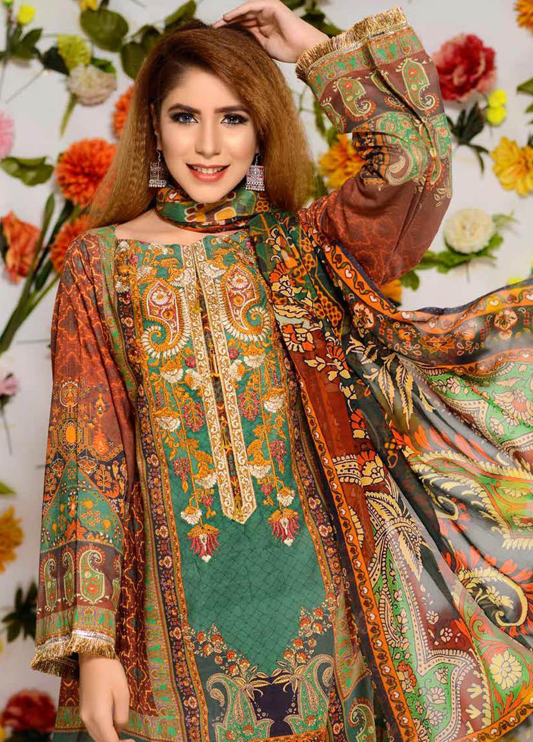 Orchid by Zebaish Embroidered Lawn Suits Unstitched 3 Piece ZSH21O 01 LEADING LADY - Summer Collection